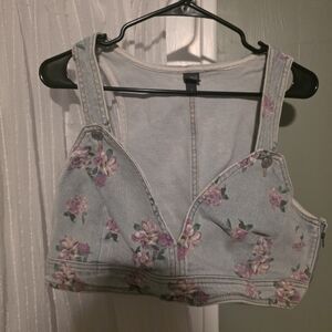 Wild Fable Floral Denim Crop Top